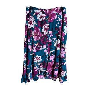 Band Of The Free - B.O.G Collective Green Floral Midi Skirt L NWT